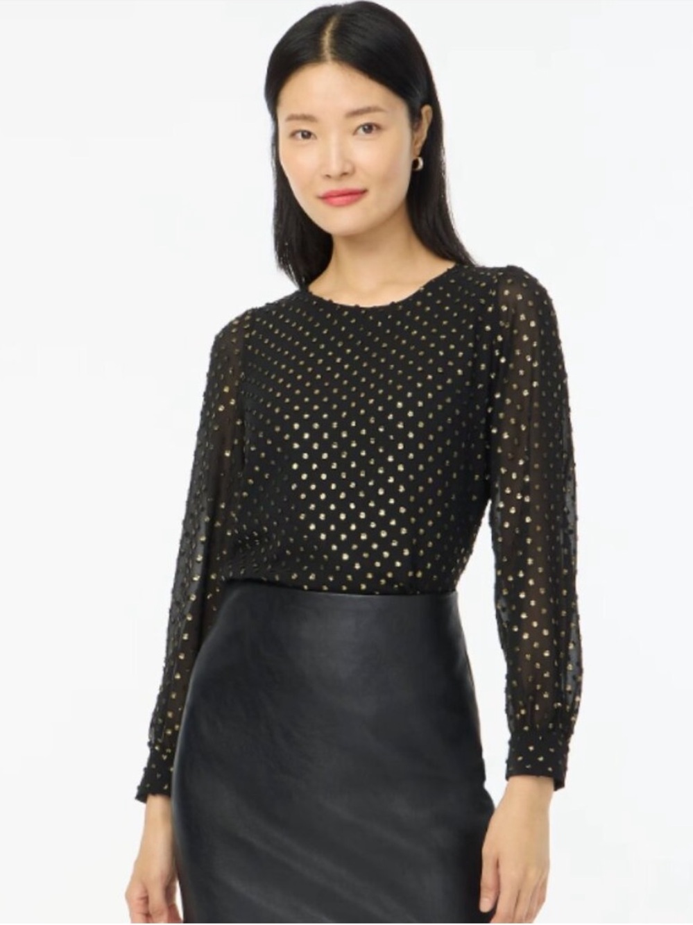 J. Crew 💮 semi sheer black gold  blouse top
